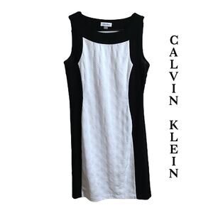 Calvin Klein Women's Dress Sz 8 Black White Classic Sophisticated Sleeveless